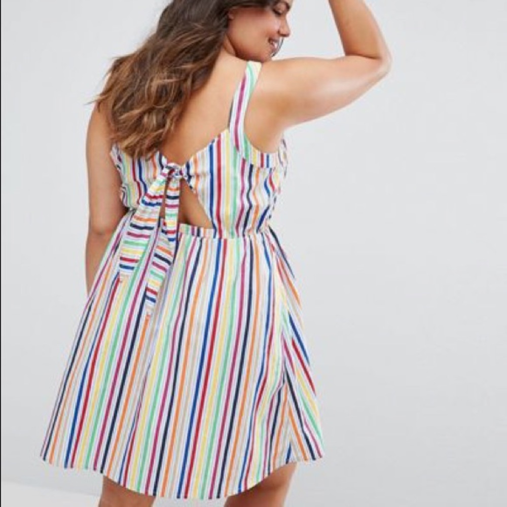 ASOS CURVE Skater Dress in Bright Stripe Size 20